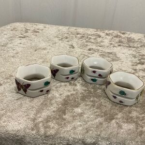 Vintage Set of 4 Ardalt Hexagon Shaped Napkin Ring Holders